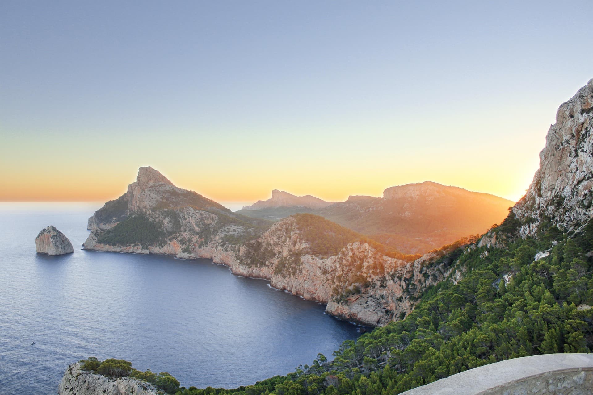Palma and the Balearic coast in clear light